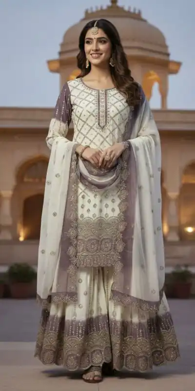 AD 223 Lavender Dual Tone Star Georgette Salwar Suit with Embroidery Work. Get it for ₹2399. Delivery 4-6 Working Days. Shop now. | Jump Suits, Straight Suits, Casual Suits, Creative suits, Designer Suits, Palazzo Suits, Party Wear Suits, Patiala Suits, Salwar suit