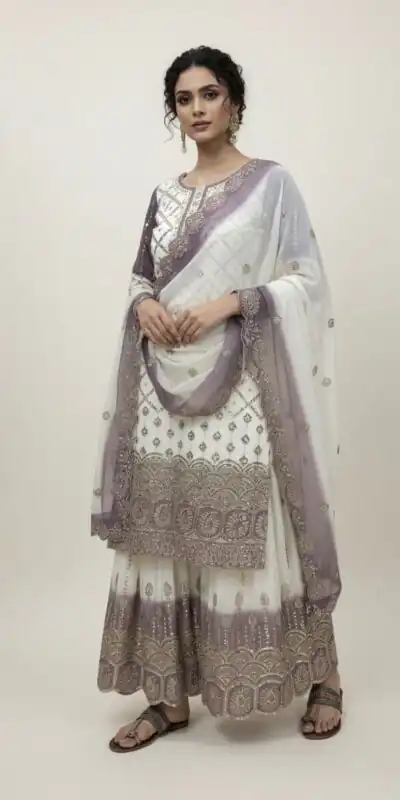 AD 223 Lavender Dual Tone Star Georgette Salwar Suit with Embroidery Work. Get it for ₹2399. Delivery 4-6 Working Days. Shop now. | Jump Suits, Straight Suits, Casual Suits, Creative suits, Designer Suits, Palazzo Suits, Party Wear Suits, Patiala Suits, Salwar suit