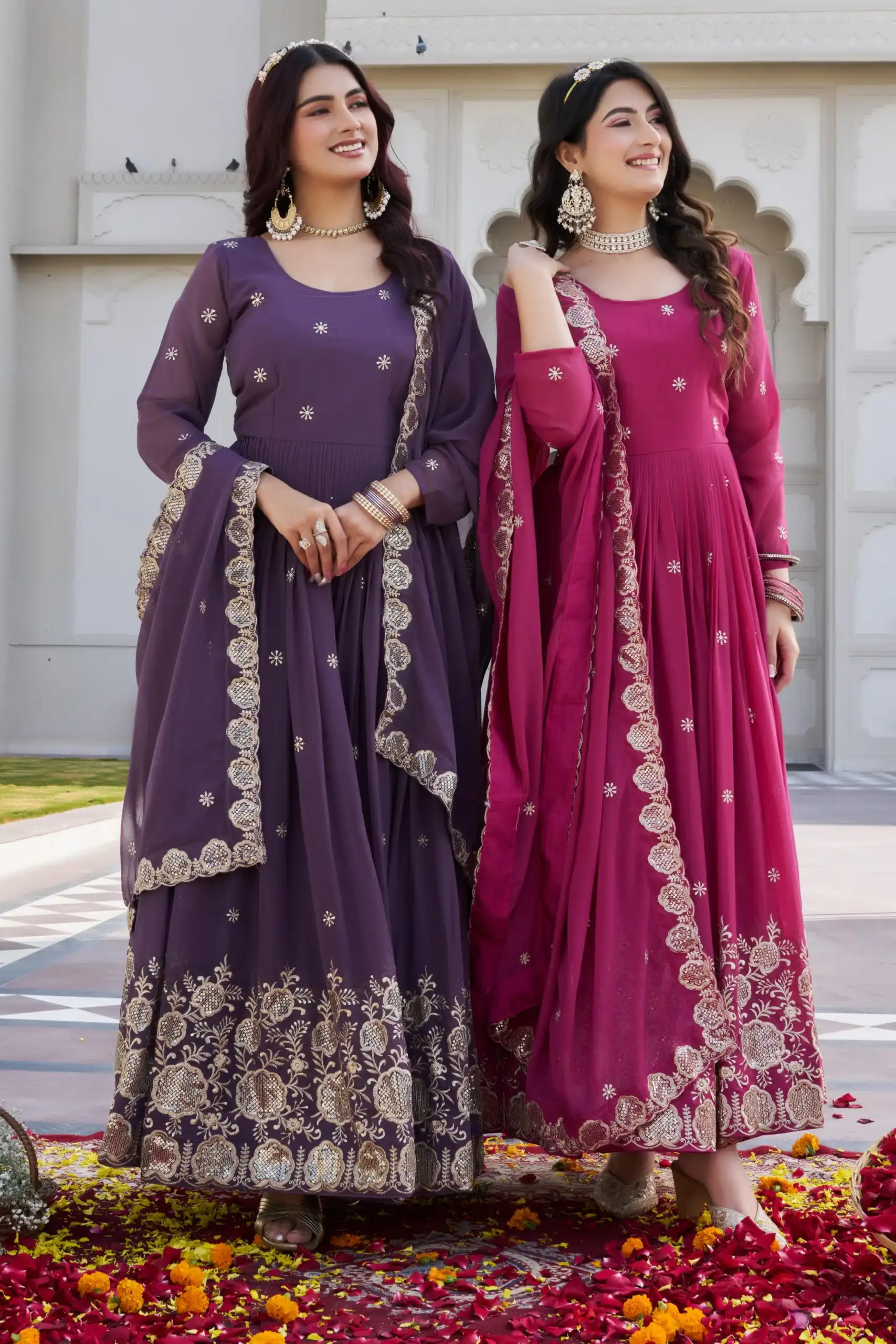 Ram 0153 Lavender in Fox Georgette. Embroidery Work Gown Wedding, Party, Festive, Events Get it for ₹2049. Delivery 4-6 Working Days. Shop now. | Bollywood Gowns, Creative Gowns, Designer Gowns, Embroidered Gowns, Gowns, Party Wear Gowns