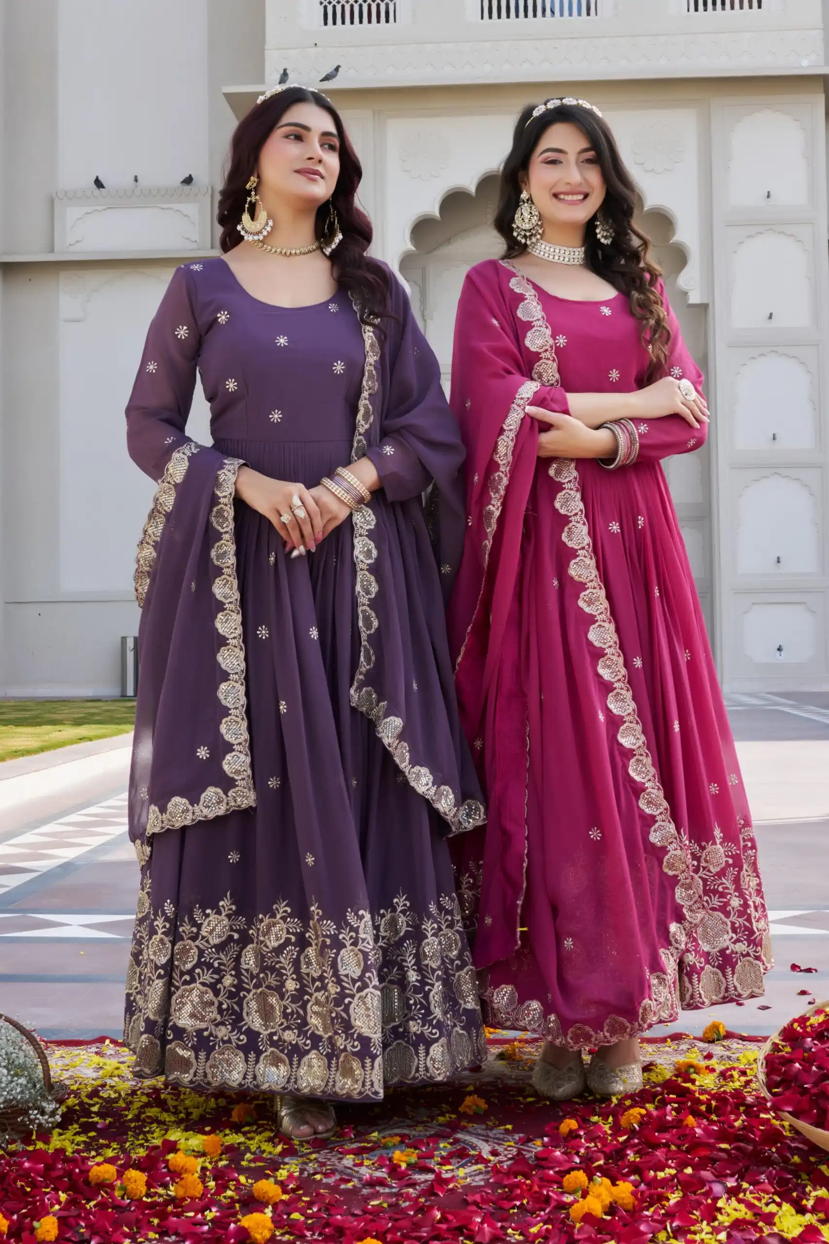 Ram 0153 Lavender in Fox Georgette. Embroidery Work Gown Wedding, Party, Festive, Events Get it for ₹2049. Delivery 4-6 Working Days. Shop now. | Bollywood Gowns, Creative Gowns, Designer Gowns, Embroidered Gowns, Gowns, Party Wear Gowns