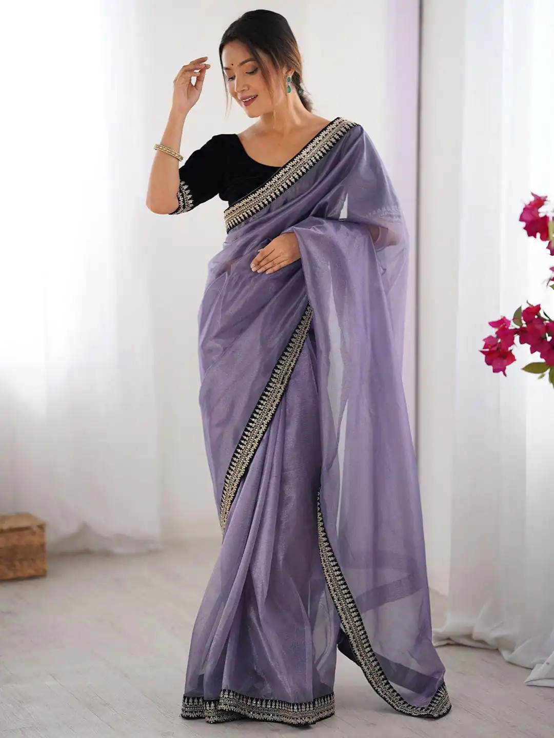 SC 1017 Lavender Soft Twil Net Silk Saree Perfect for Wedding, Party, Temple Visit, Reception, Sangeet – . Now at just ₹1699. Delivery 4-6 Working Days. | Bollywood Sarees, Creative Sarees, Designer Sarees, Embroidered Sarees, Ethnic Saree, Modern Digital sarees, Party Wear Sarees, Sarees