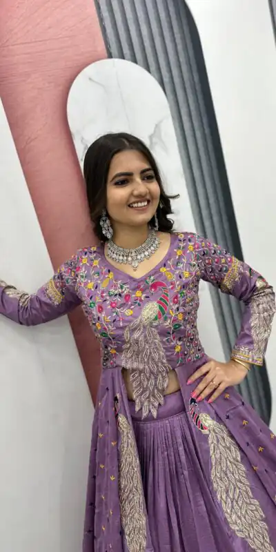 PC 528 Lavender Color Vichitra Sequence Work Lehenga Choli Designer Work. Grab it for ₹2649. Delivery 4-6 Working Days. Shop now. | Bollywood Lehenga, Creative Lehenga, Designer Lehenga, Embroidered Lehenga, Lehenga, Party Wear Lehenga