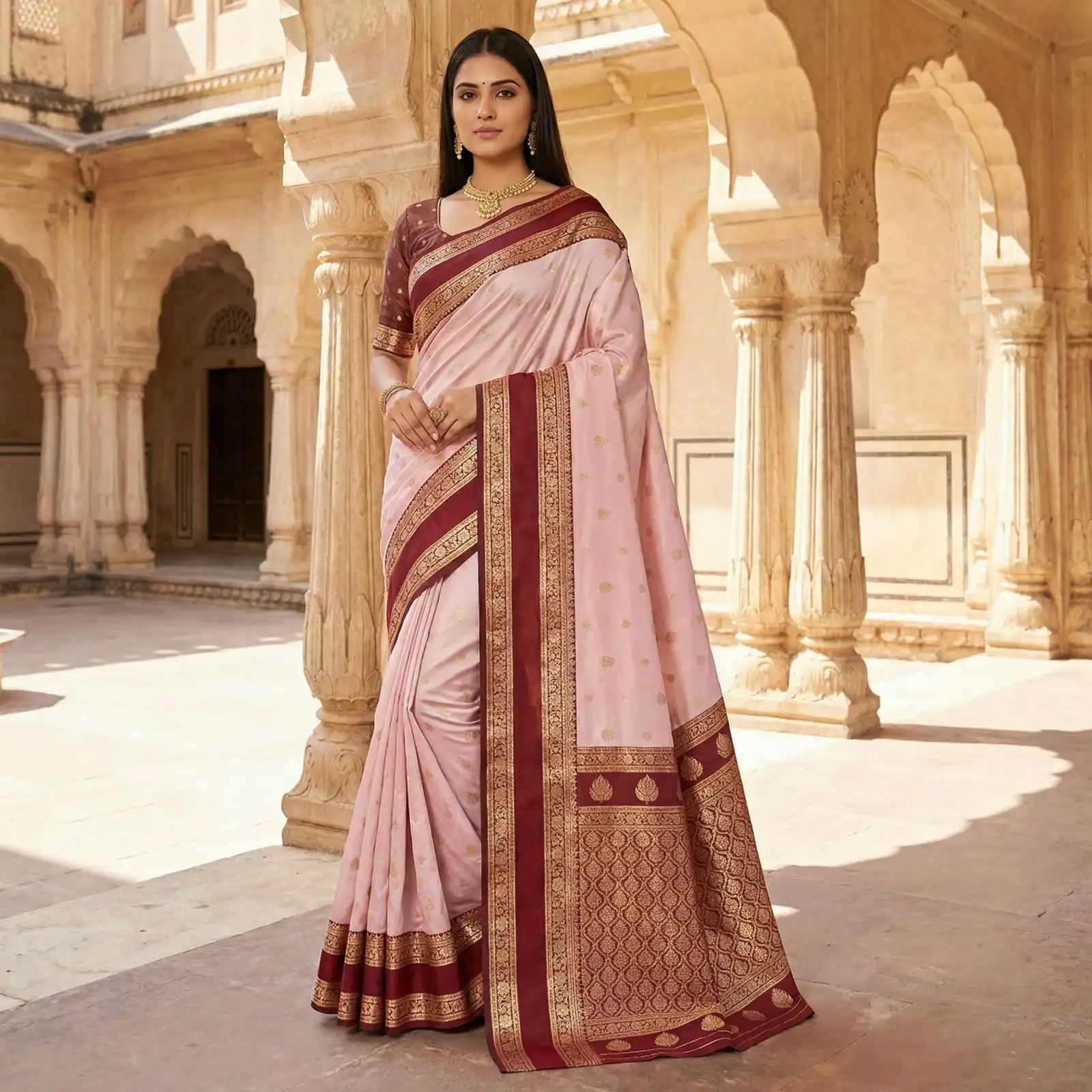 MB 3324 Light Pink in Color Banarasi Silk Zari Work & Lace Work Saree . Now at just ₹1949. Delivery 4-6 Working Days. Shop now. | Bollywood Sarees, Creative Sarees, Designer Sarees, Embroidered Sarees, Ethnic Saree, Modern Digital sarees, Party Wear Sarees, Sarees