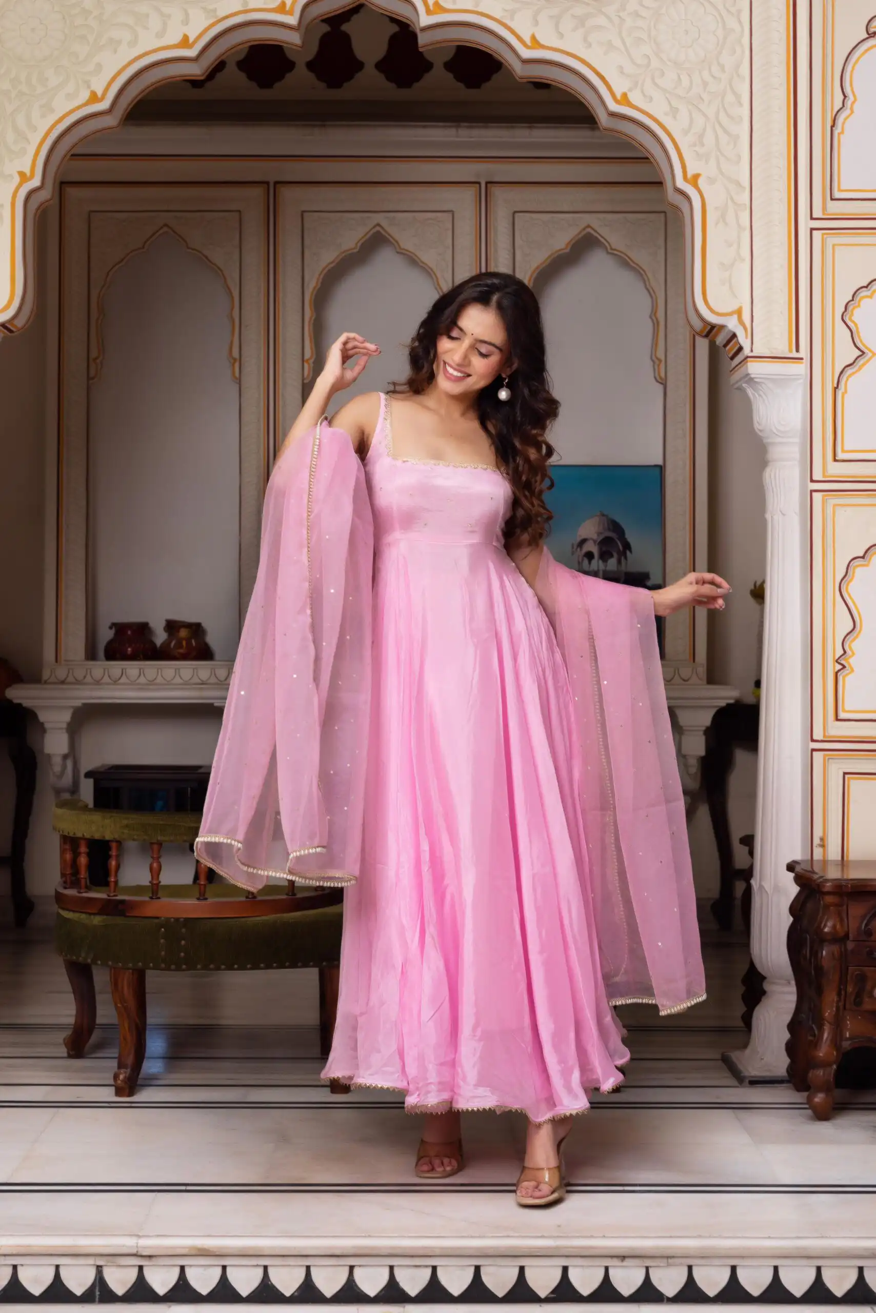 SRK 5291 Light Pink Faux Georgette Salwar Suit with Bead Work & Embroidery Work. Festive Deal ₹1799. Delivery 4-6 Working Days. Shop now. | Jump Suits, Straight Suits, Casual Suits, Creative suits, Designer Suits, Palazzo Suits, Party Wear Suits, Patiala Suits, Salwar suit