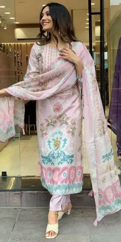 DC G22 Light Pink in Maslin Digital Print Salwar Suit . Wedding, Party, Festive, Events, Introductory Price ₹1749. Delivery 4-6 Working Days. Shop now. | Jump Suits, Straight Suits, Casual Suits, Creative suits, Designer Suits, Palazzo Suits, Party Wear Suits, Patiala Suits, Salwar suit