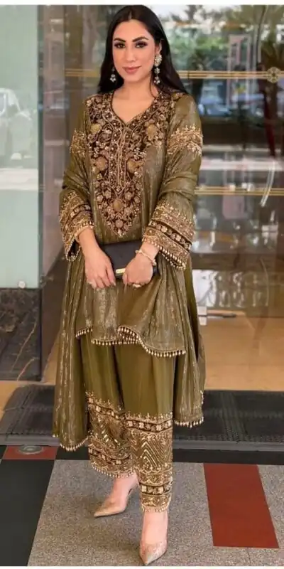 KF 1713 Mahendi Nylon Salwar Suit Perfect for Wedding, Party, Festival Celebrations, Pooja, Holi – . Introductory Price ₹2099. Delivery 4-6 Working | Jump Suits, Straight Suits, Tops & Bottoms, Track Suits, Trendy Wear, Casual Suits, Creative suits, Designer Suits, Palazzo Suits, Party Wear Suits, Patiala Suits, Salwar suit