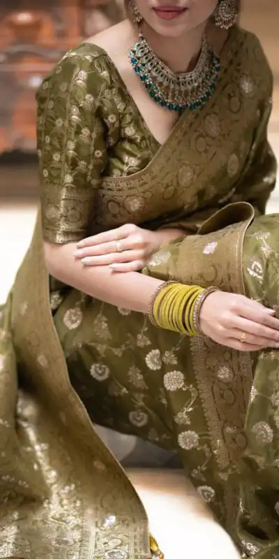 KPR 208 Mahendi in Color Soft Lichi Silk Designer Work Saree . Available at ₹1399 only. Delivery 4-6 Working Days. Shop now. | Bollywood Sarees, Creative Sarees, Designer Sarees, Embroidered Sarees, Ethnic Saree, Modern Digital sarees, Party Wear Sarees, Sarees