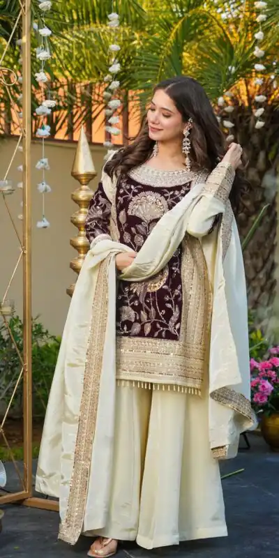 AD 221 Maroon in Glass Organza Silk. Lace Work & Embroidery Work Salwar Suit Affordable Price ₹2599. Delivery 4-6 Working Days. Shop now. | Jump Suits, Straight Suits, Casual Suits, Creative suits, Designer Suits, Palazzo Suits, Party Wear Suits, Patiala Suits, Salwar suit