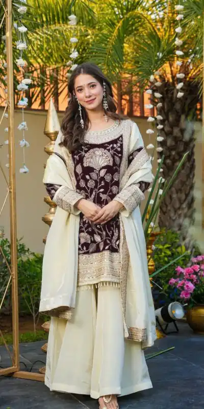 AD 221 Maroon in Glass Organza Silk. Lace Work & Embroidery Work Salwar Suit Affordable Price ₹2599. Delivery 4-6 Working Days. Shop now. | Jump Suits, Straight Suits, Casual Suits, Creative suits, Designer Suits, Palazzo Suits, Party Wear Suits, Patiala Suits, Salwar suit