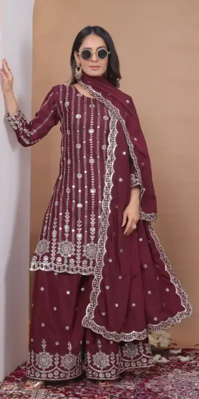 FE 126 Maroon Color Natural Crap Salwar Suit with Embroidery Work. Special Price ₹2399. Delivery 4-6 Working Days. Shop now. | Jump Suits, Straight Suits, Casual Suits, Creative suits, Designer Suits, Palazzo Suits, Party Wear Suits, Patiala Suits, Salwar suit