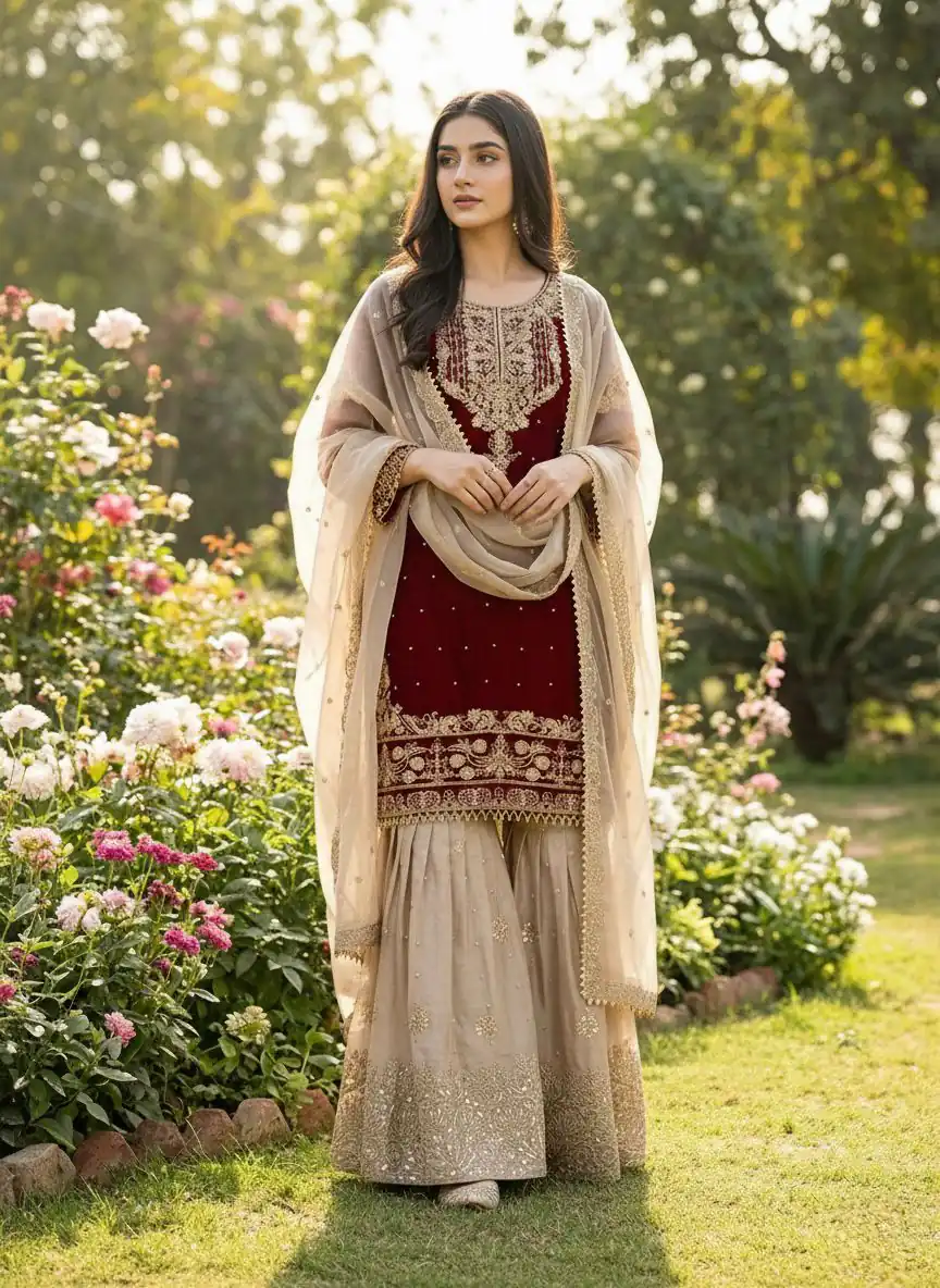 SR 1694 Maroon Organza Silk Salwar Suit with Embroidery Work & Lace Work. Exclusive Offer ₹1999. Delivery 4-6 Working Days. Shop now. | Jump Suits, Straight Suits, Casual Suits, Creative suits, Designer Suits, Palazzo Suits, Party Wear Suits, Patiala Suits, Salwar suit