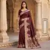 MB 25 GAJRAJ Maroon in Pure Banarasi Silk Zari Work & Lace Work Saree . Introductory Price ₹1899. Delivery 4-6 Working Days. Shop now. | Bollywood Sarees, Creative Sarees, Designer Sarees, Embroidered Sarees, Ethnic Saree, Modern Digital sarees, Party Wear Sarees, Sarees