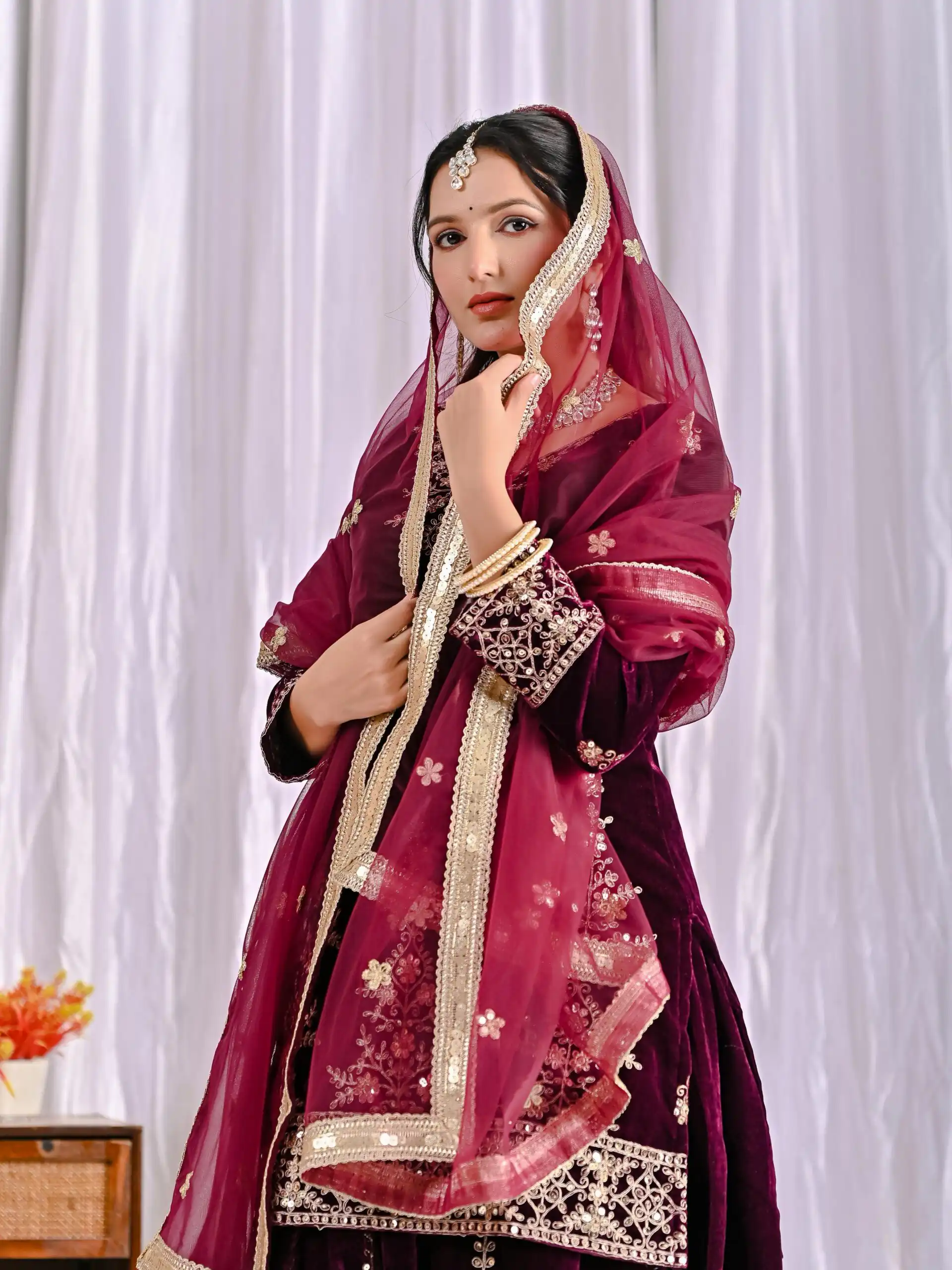 ND 5052 Maroon Viscous Velvet Salwar Suit Perfect for Wedding, Party, Reception, Eid, Temple Visit – . Introductory Price ₹2149. Delivery 4-6 Working | Jump Suits, Straight Suits, Casual Suits, Creative suits, Designer Suits, Palazzo Suits, Party Wear Suits, Patiala Suits, Salwar suit
