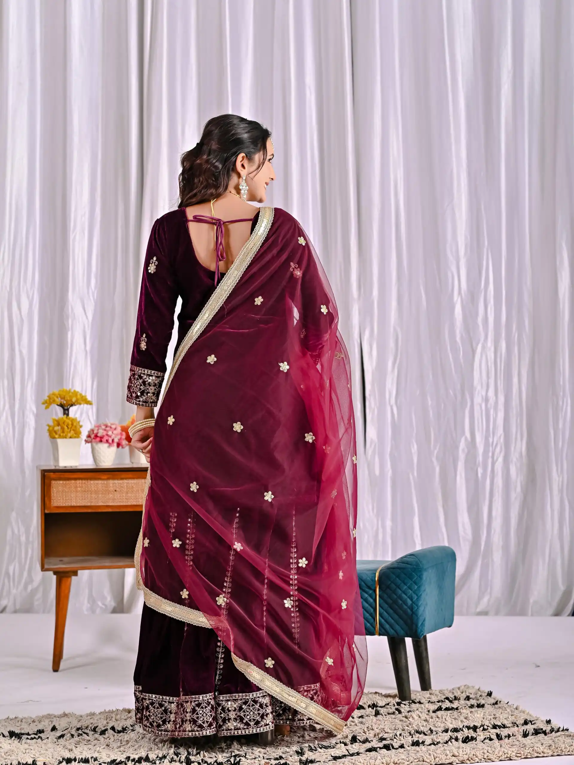 ND 5052 Maroon Viscous Velvet Salwar Suit Perfect for Wedding, Party, Reception, Eid, Temple Visit – . Introductory Price ₹2149. Delivery 4-6 Working | Jump Suits, Straight Suits, Casual Suits, Creative suits, Designer Suits, Palazzo Suits, Party Wear Suits, Patiala Suits, Salwar suit