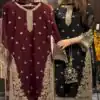 LG 2059 Maroon Color Zimmy Choo Salwar Suit with Embroidery Work. Wedding, Party, Festive, Events, Grab it for ₹2399. Delivery 4-6 Working Days. Shop now. | Jump Suits, Straight Suits, Casual Suits, Creative suits, Designer Suits, Palazzo Suits, Party Wear Suits, Patiala Suits, Salwar suit