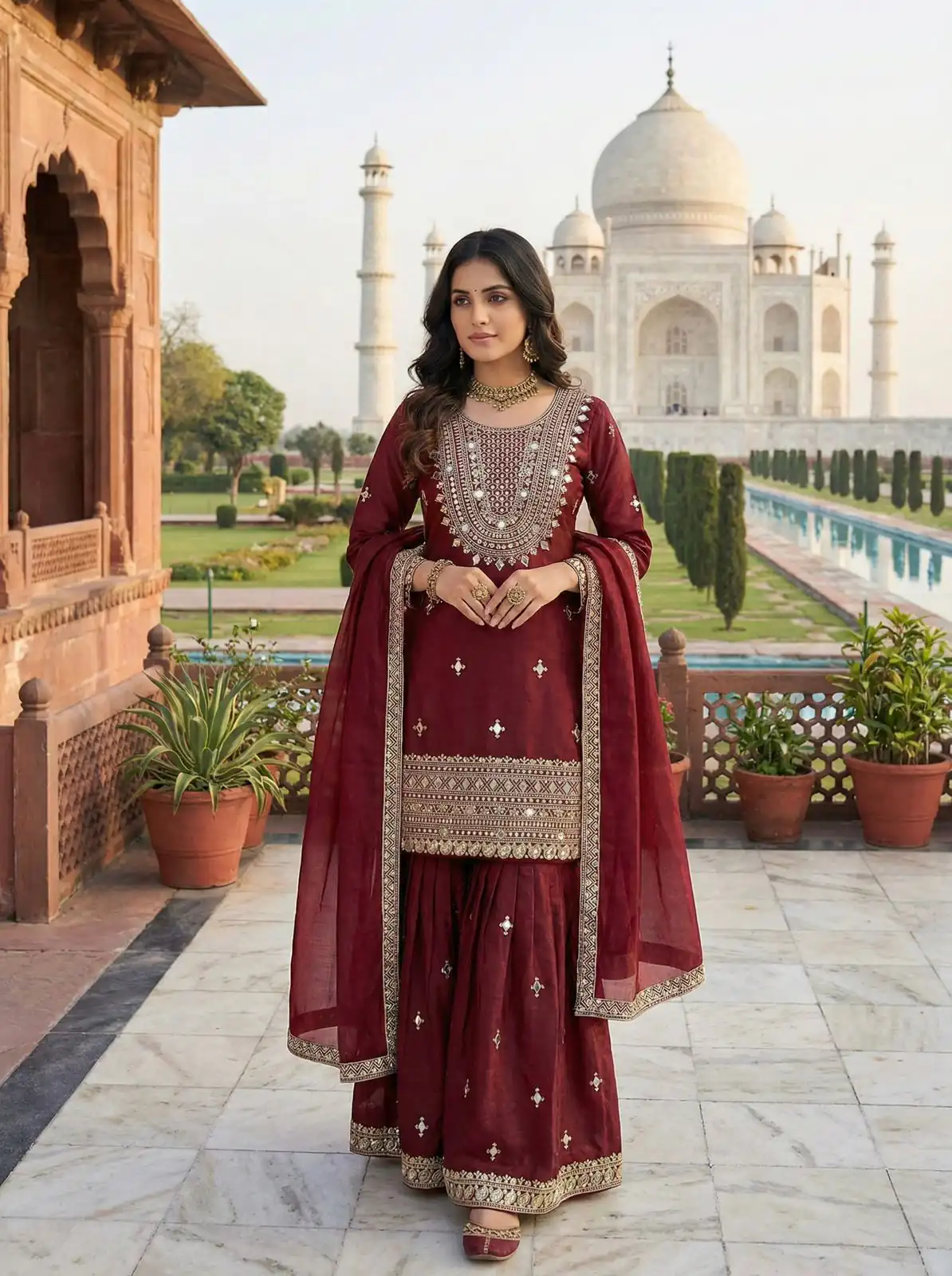 ZSR 3160 Maroon Zimmy Silk Salwar Suit with Embroidery Work & Mirror Work. Grab it for ₹2399. Delivery 4-6 Working Days. Shop now. | Jump Suits, Straight Suits, Casual Suits, Creative suits, Designer Suits, Palazzo Suits, Party Wear Suits, Patiala Suits, Salwar suit