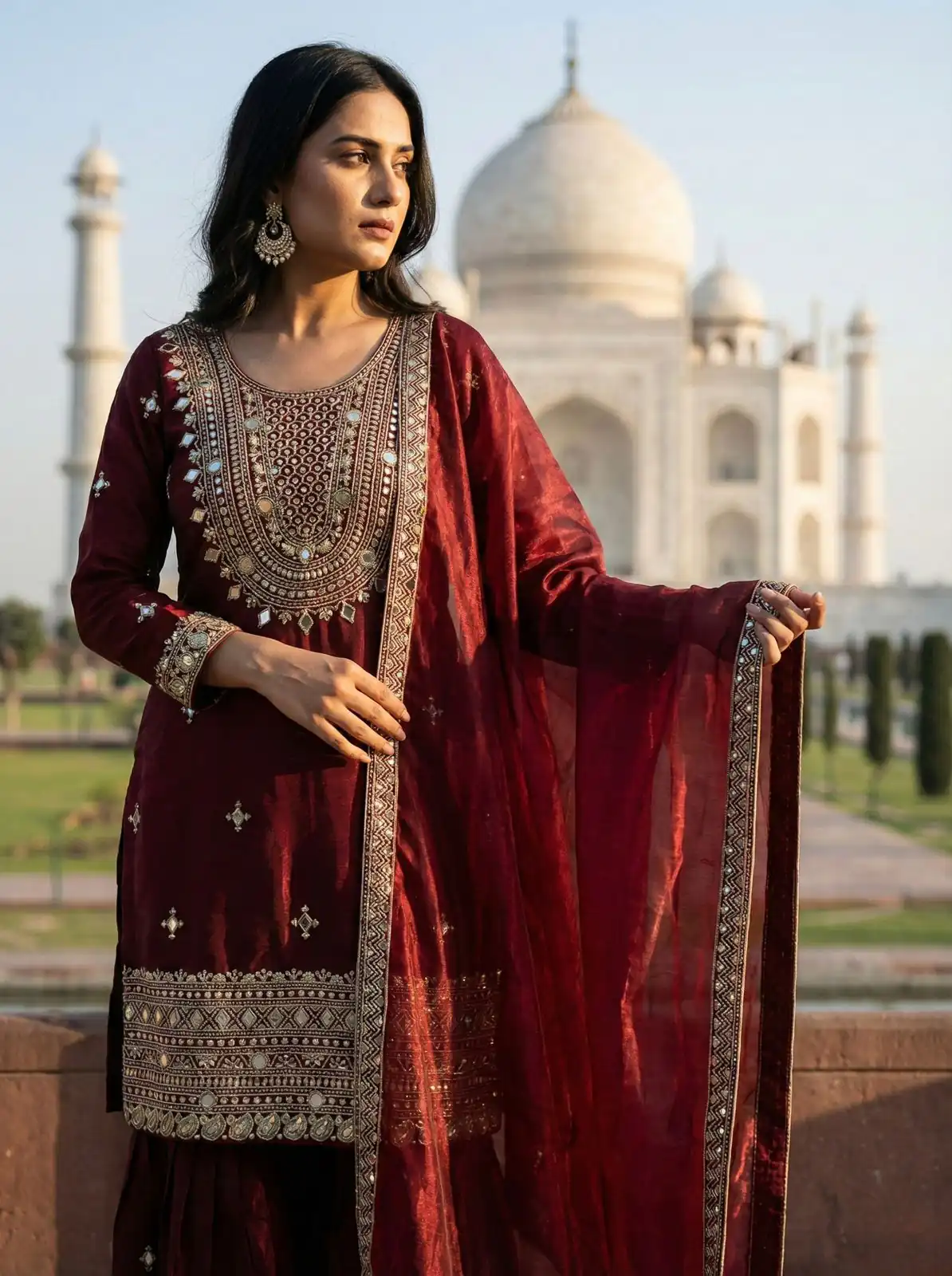 ZSR 3160 Maroon Zimmy Silk Salwar Suit with Embroidery Work & Mirror Work. Grab it for ₹2399. Delivery 4-6 Working Days. Shop now. | Jump Suits, Straight Suits, Casual Suits, Creative suits, Designer Suits, Palazzo Suits, Party Wear Suits, Patiala Suits, Salwar suit