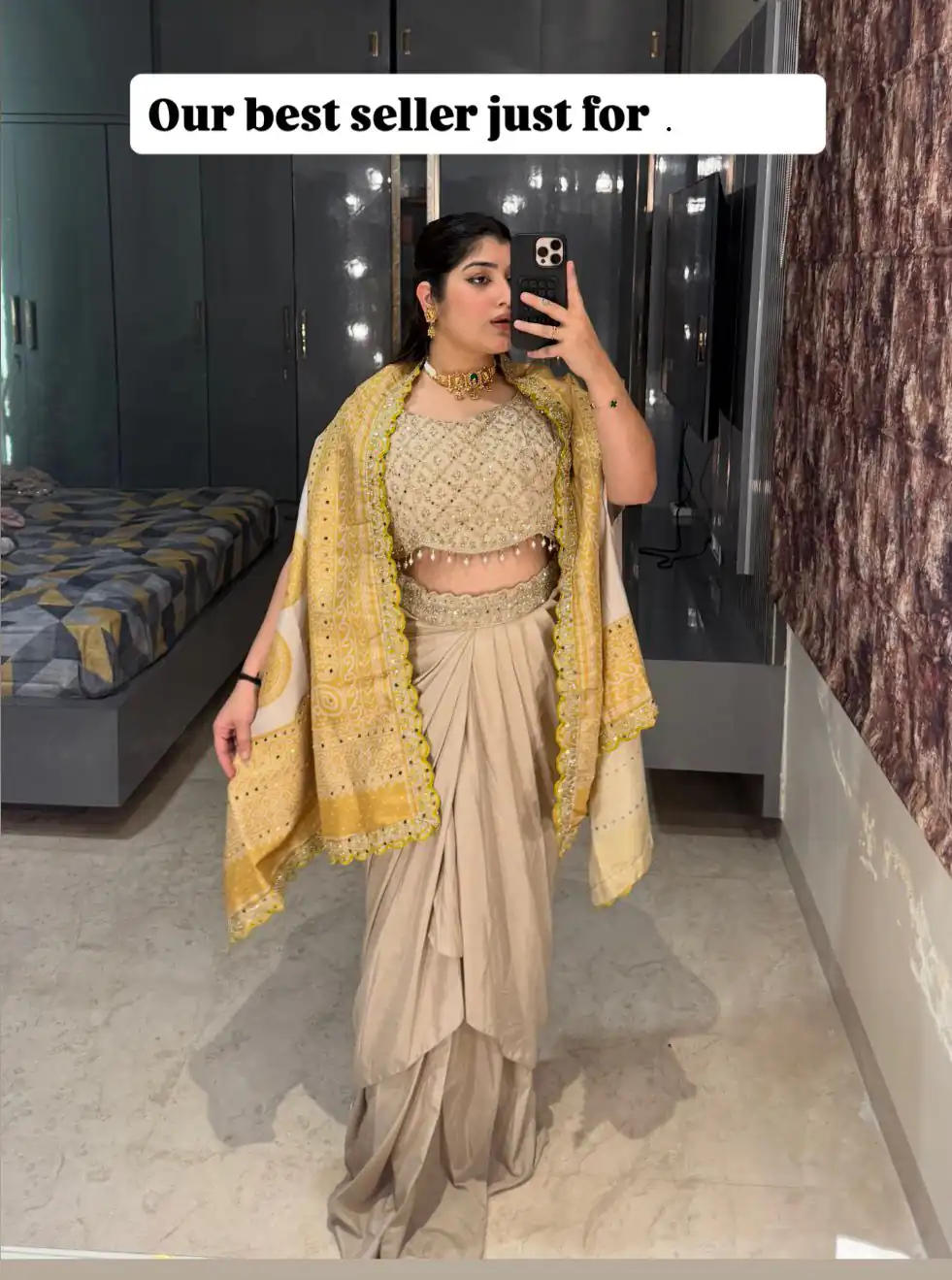 BB 53 Mustered Crap Silk Dhoti Suit. Perfect for Wedding, Party, Anniversary, Holi, Temple Visit – Available at ₹2599 only. Delivery 4-6 Working Days. | Jump Suits, Straight Suits, Casual Suits, Creative suits, Designer Suits, Palazzo Suits, Party Wear Suits, Patiala Suits, Salwar suit