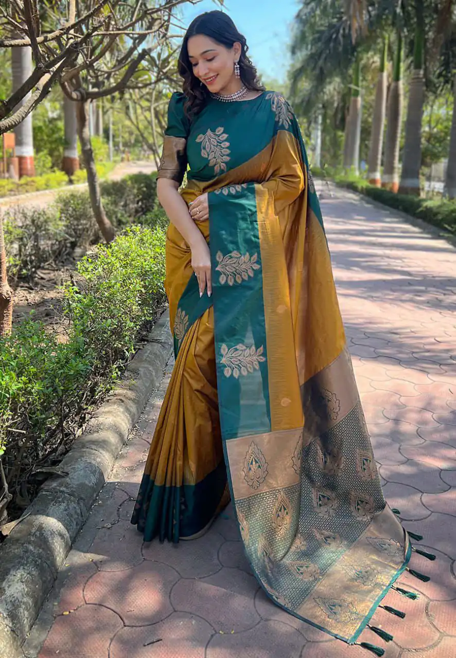 KPR 221 Mustered Soft Lichi Silk Saree Perfect for Wedding, Party, Raksha Bandhan, Sangeet, Eid – . Get it for ₹1449. Delivery 4-6 Working Days. | Bollywood Sarees, Creative Sarees, Designer Sarees, Embroidered Sarees, Ethnic Saree, Modern Digital sarees, Party Wear Sarees, Sarees