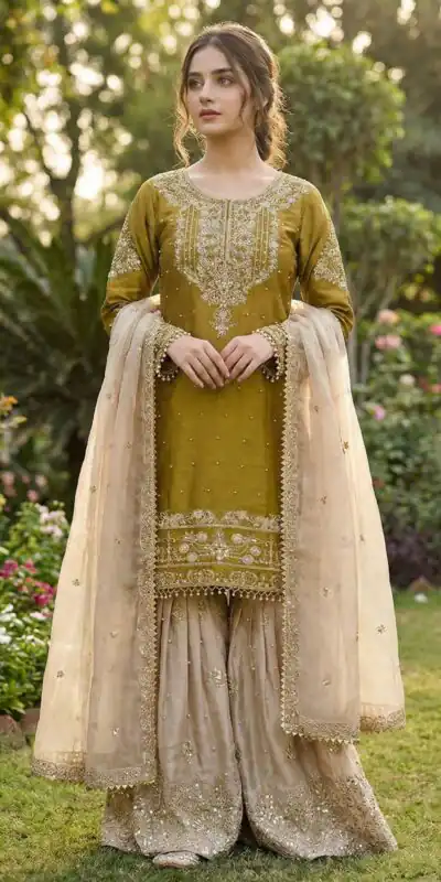 SR 1694 Mustered Organza Silk Salwar Suit with Embroidery Work & Lace Work. Exclusive Offer ₹1999. Delivery 4-6 Working Days. Shop now. | Jump Suits, Straight Suits, Casual Suits, Creative suits, Designer Suits, Palazzo Suits, Party Wear Suits, Patiala Suits, Salwar suit