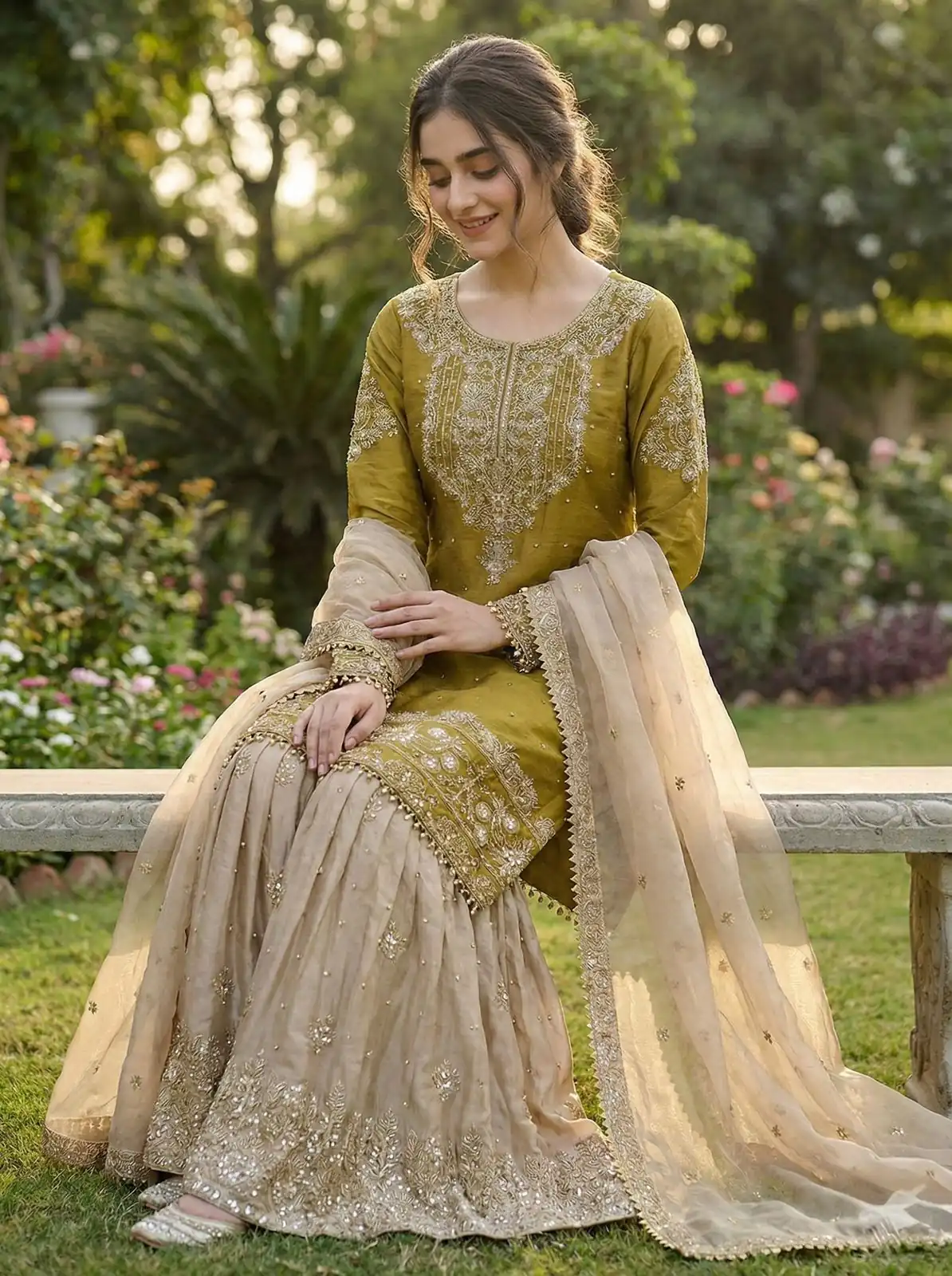 SR 1694 Mustered Organza Silk Salwar Suit with Embroidery Work & Lace Work. Exclusive Offer ₹1999. Delivery 4-6 Working Days. Shop now. | Jump Suits, Straight Suits, Casual Suits, Creative suits, Designer Suits, Palazzo Suits, Party Wear Suits, Patiala Suits, Salwar suit