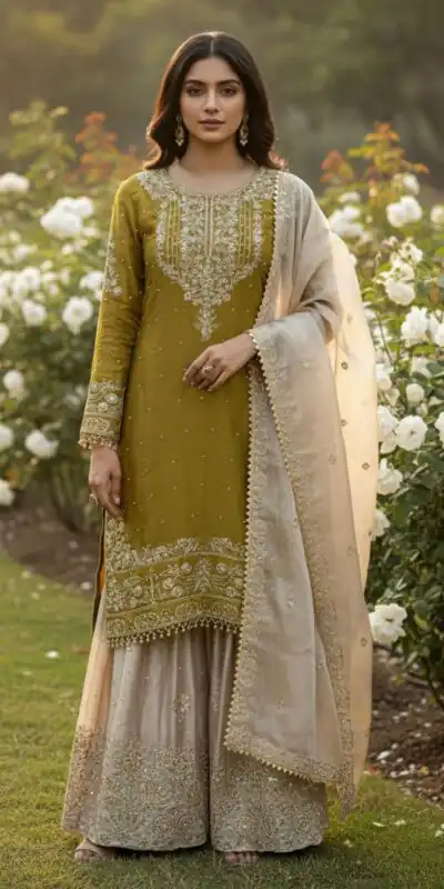 SR 1694 Mustered Organza Silk Salwar Suit with Embroidery Work & Lace Work. Exclusive Offer ₹1999. Delivery 4-6 Working Days. Shop now. | Jump Suits, Straight Suits, Casual Suits, Creative suits, Designer Suits, Palazzo Suits, Party Wear Suits, Patiala Suits, Salwar suit