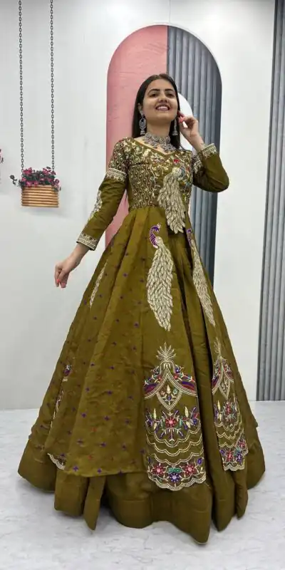 PC 528 Mustered Vichitra Sequence Work Lehenga Choli Designer Work. Grab it for ₹2649. Delivery 4-6 Working Days. Shop now. | Bollywood Lehenga, Creative Lehenga, Designer Lehenga, Embroidered Lehenga, Lehenga, Party Wear Lehenga