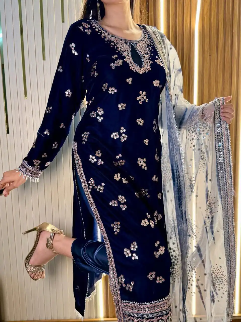 ST 1154 Navy Blue in 9000 Velvet Embroidery Work & Lace Work Salwar Suit . Now at just ₹2049. Delivery 4-6 Working Days. Shop now. | Jump Suits, Straight Suits, Casual Suits, Creative suits, Designer Suits, Palazzo Suits, Party Wear Suits, Patiala Suits, Salwar suit