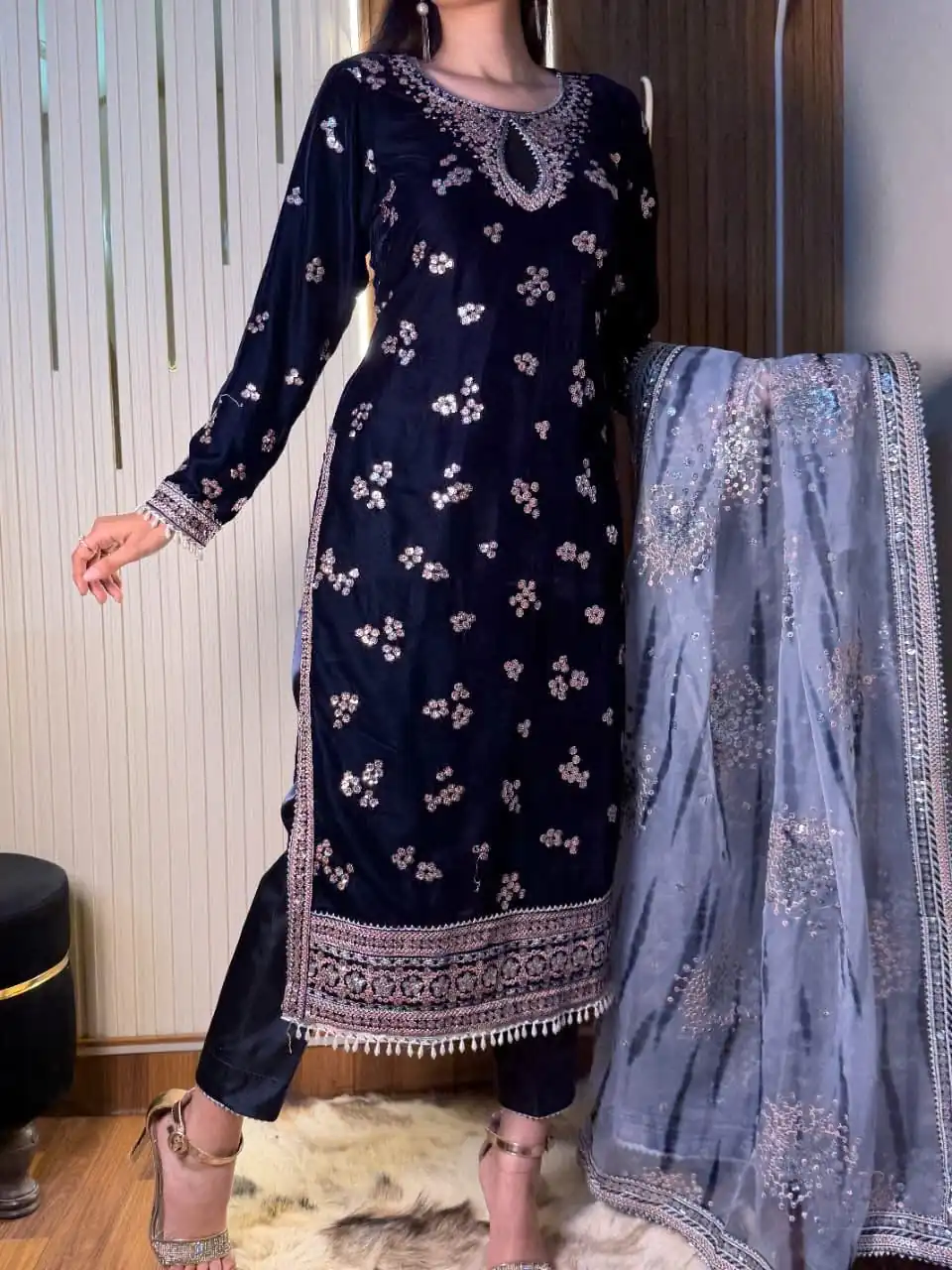 ST 1154 Navy Blue in 9000 Velvet Embroidery Work & Lace Work Salwar Suit . Now at just ₹2049. Delivery 4-6 Working Days. Shop now. | Jump Suits, Straight Suits, Casual Suits, Creative suits, Designer Suits, Palazzo Suits, Party Wear Suits, Patiala Suits, Salwar suit