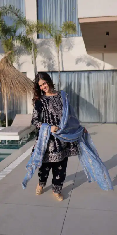 KA 1228 Navy Blue 9000 Velvet Salwar Suit Perfect for Wedding, Party, Diwali, Holi, Traditional Day – . Get it for ₹3049. Delivery 4-6 Working Days. Shop | Jump Suits, Straight Suits, Tops & Bottoms, Track Suits, Trendy Wear, Casual Suits, Creative suits, Designer Suits, Palazzo Suits, Party Wear Suits, Patiala Suits, Salwar suit