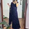 ST 1157 Navy Blue in Faux Georgette Mirror Work & Embroidery Work Saree. Festive Deal ₹1899. Delivery 4-6 Working Days. Shop now. | Bollywood Sarees, Creative Sarees, Designer Sarees, Embroidered Sarees, Ethnic Saree, Modern Digital sarees, Party Wear Sarees, Sarees