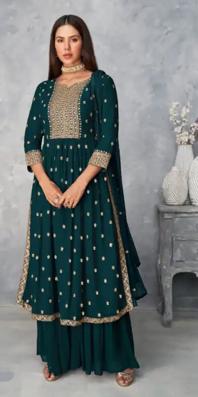 DS A 8584 Navy Blue Color Georgette Salwar Suit with Embroidery Work. Special Price ₹1899. Delivery 4-6 Working Days. Shop now. | Jump Suits, Straight Suits, Casual Suits, Creative suits, Designer Suits, Palazzo Suits, Party Wear Suits, Patiala Suits, Salwar suit