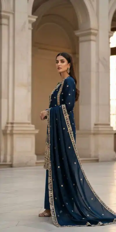 BE 444 Navy Blue Color Organza Silk Salwar Suit with Embroidery Work. Special Price ₹2099. Delivery 4-6 Working Days. Shop now. | Jump Suits, Straight Suits, Casual Suits, Creative suits, Designer Suits, Palazzo Suits, Party Wear Suits, Patiala Suits, Salwar suit