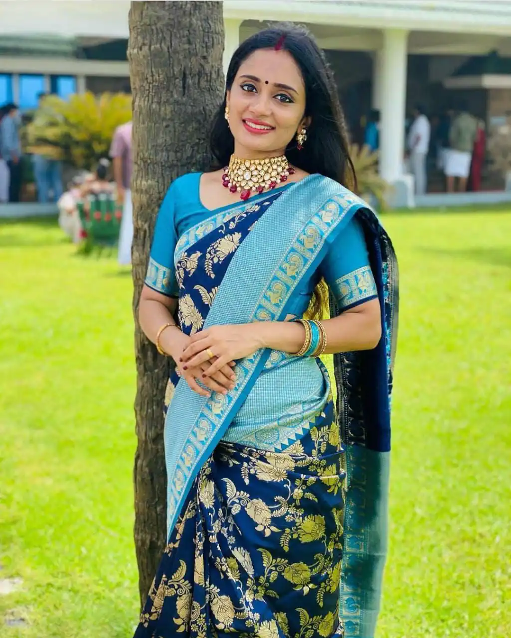 LKP 1071 Navy Blue in Soft Lichi Silk ace Border & Lace Work Saree . Exclusive Offer ₹1449. Delivery 4-6 Working Days. Shop now. | Bollywood Sarees, Creative Sarees, Designer Sarees, Embroidered Sarees, Ethnic Saree, Modern Digital sarees, Party Wear Sarees, Sarees