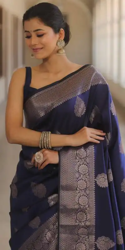 KPR 275 Navy Blue Soft Lichi Silk Saree Perfect for Wedding, Party, Raksha Bandhan, Sangeet, Eid – . Get it for ₹1349. Delivery 4-6 Working Days. | Bollywood Sarees, Creative Sarees, Designer Sarees, Embroidered Sarees, Ethnic Saree, Modern Digital sarees, Party Wear Sarees, Sarees