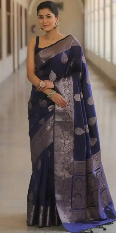 KPR 275 Navy Blue Soft Lichi Silk Saree Perfect for Wedding, Party, Raksha Bandhan, Sangeet, Eid – . Get it for ₹1349. Delivery 4-6 Working Days. | Bollywood Sarees, Creative Sarees, Designer Sarees, Embroidered Sarees, Ethnic Saree, Modern Digital sarees, Party Wear Sarees, Sarees