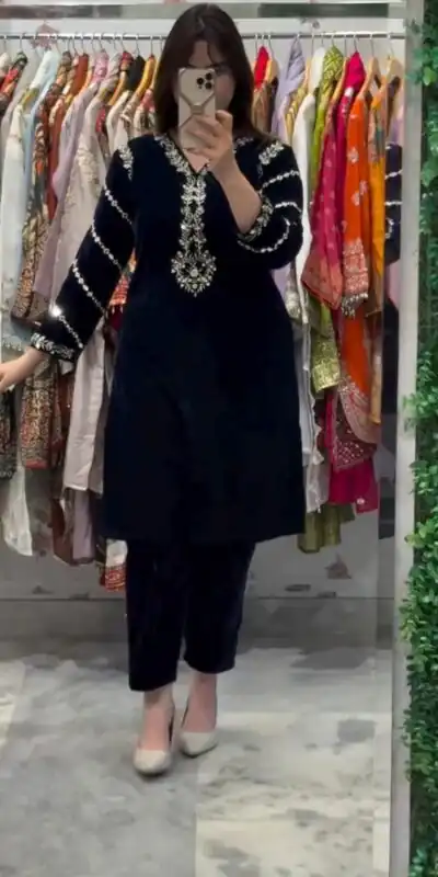 BE 429 Navy Blue Velvet Salwar Suit Perfect for Wedding, Party, Mehendi, Karwa Chauth, Traditional Day – . Grab it for ₹1749. Delivery 4-6 Working | Jump Suits, Straight Suits, Casual Suits, Creative suits, Designer Suits, Palazzo Suits, Party Wear Suits, Patiala Suits, Salwar suit