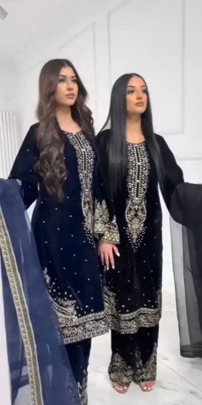 AD 222 Navy Blue Viscose Velvet Salwar Suit with Embroidery Work & Lace Work. Best Price ₹2099. Delivery 4-6 Working Days. Shop now. | Jump Suits, Straight Suits, Casual Suits, Creative suits, Designer Suits, Palazzo Suits, Party Wear Suits, Patiala Suits, Salwar suit