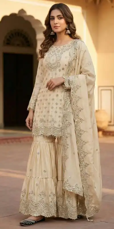 MF 459 Off White Chinon Silk Sequence Work Salwar Suit. Online Affordable Price ₹2549. Delivery 4-6 Working Days. Shop now. | Jump Suits, Straight Suits, Casual Suits, Creative suits, Designer Suits, Palazzo Suits, Party Wear Suits, Patiala Suits, Salwar suit