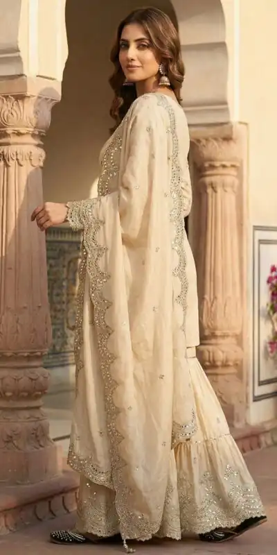 MF 459 Off White Chinon Silk Sequence Work Salwar Suit. Online Affordable Price ₹2549. Delivery 4-6 Working Days. Shop now. | Jump Suits, Straight Suits, Casual Suits, Creative suits, Designer Suits, Palazzo Suits, Party Wear Suits, Patiala Suits, Salwar suit