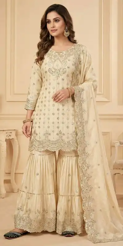 MF 459 Off White Chinon Silk Sequence Work Salwar Suit. Online Affordable Price ₹2549. Delivery 4-6 Working Days. Shop now. | Jump Suits, Straight Suits, Casual Suits, Creative suits, Designer Suits, Palazzo Suits, Party Wear Suits, Patiala Suits, Salwar suit
