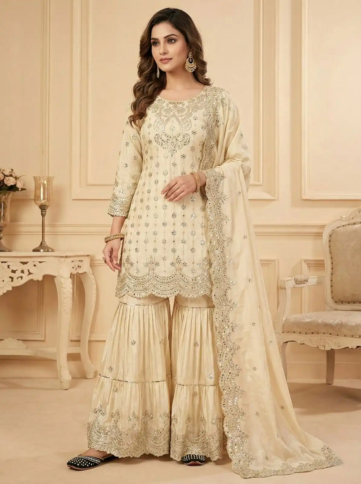 MF 459 Off White Chinon Silk Sequence Work Salwar Suit. Online Affordable Price ₹2549. Delivery 4-6 Working Days. Shop now. | Jump Suits, Straight Suits, Casual Suits, Creative suits, Designer Suits, Palazzo Suits, Party Wear Suits, Patiala Suits, Salwar suit