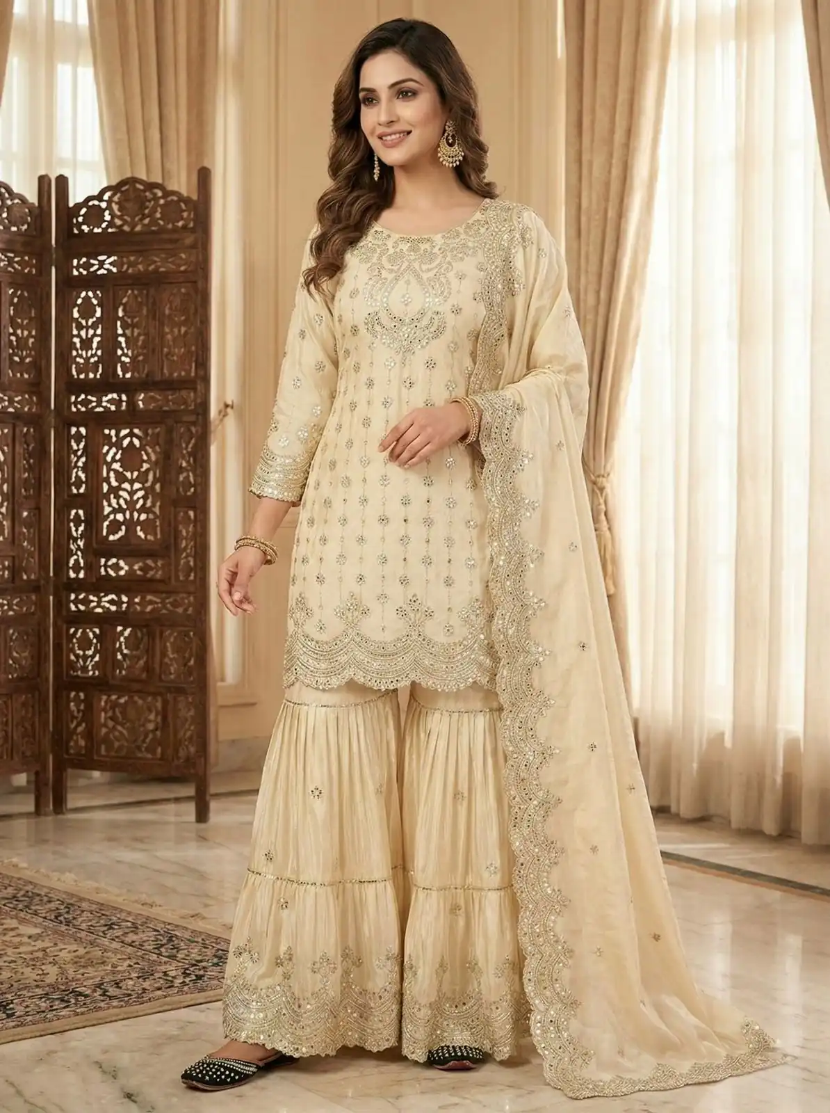 MF 459 Off White Chinon Silk Sequence Work Salwar Suit. Online Affordable Price ₹2549. Delivery 4-6 Working Days. Shop now. | Jump Suits, Straight Suits, Casual Suits, Creative suits, Designer Suits, Palazzo Suits, Party Wear Suits, Patiala Suits, Salwar suit
