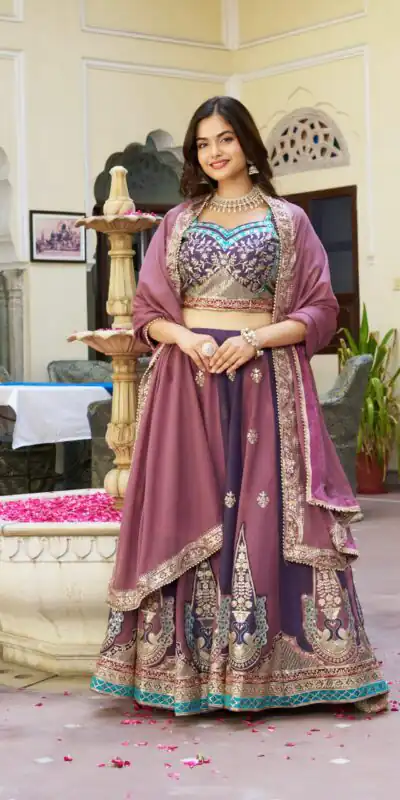 Ram 149 Onion Star Georgette Lehenga Choli with Lace Work & Embroidery Work. Get it for ₹3449. Delivery 4-6 Working Days. Shop now. | Bollywood Lehenga, Creative Lehenga, Designer Lehenga, Embroidered Lehenga, Lehenga, Party Wear Lehenga