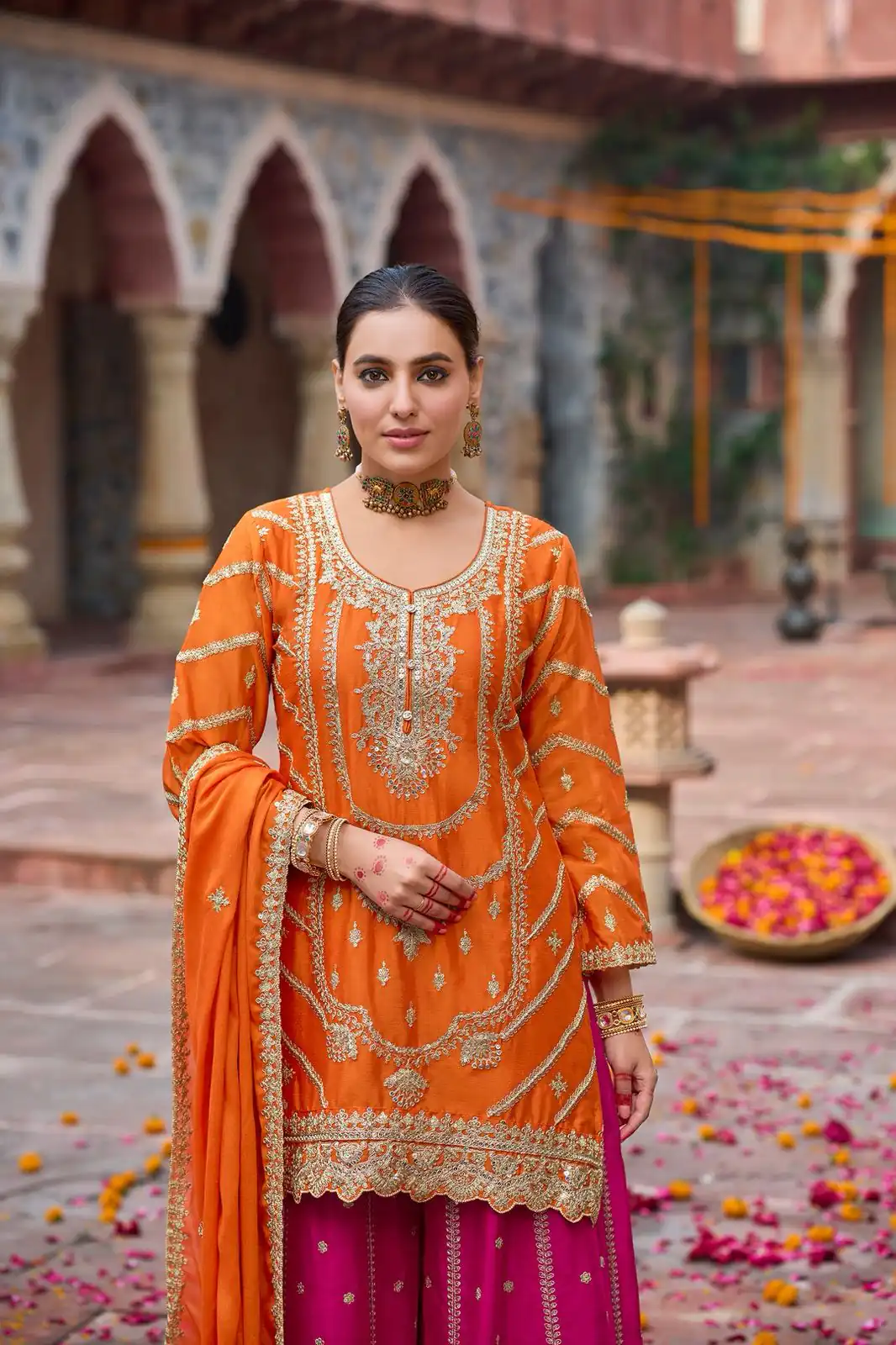 RTC 5969 Orange Chinon silk Salwar Suit Perfect for Wedding, Party, Family Gatherings, Karwa Chauth, Bridal Wear – . Available at ₹2149 only. Deliver | Jump Suits, Straight Suits, Casual Suits, Creative suits, Designer Suits, Palazzo Suits, Party Wear Suits, Patiala Suits, Salwar suit
