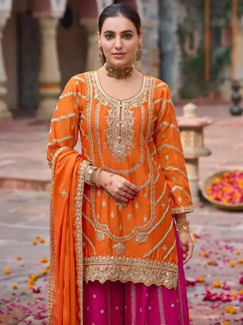 RTC 5969 Orange Chinon silk Salwar Suit Perfect for Wedding, Party, Family Gatherings, Karwa Chauth, Bridal Wear – . Available at ₹2149 only. Deliver | Jump Suits, Straight Suits, Casual Suits, Creative suits, Designer Suits, Palazzo Suits, Party Wear Suits, Patiala Suits, Salwar suit