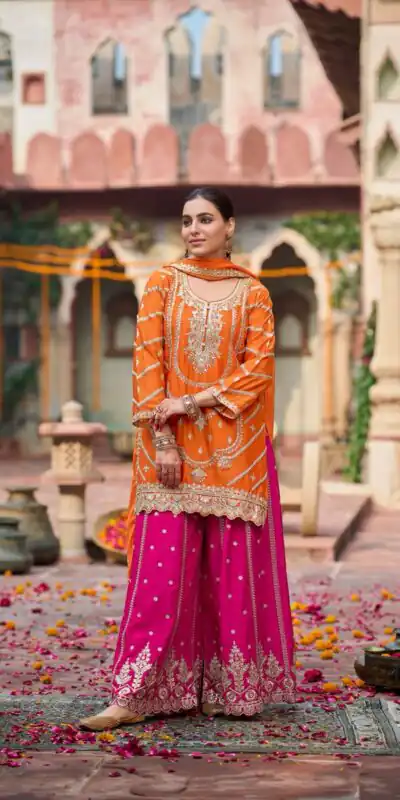 RTC 5969 Orange Chinon silk Salwar Suit Perfect for Wedding, Party, Family Gatherings, Karwa Chauth, Bridal Wear – . Available at ₹2149 only. Deliver | Jump Suits, Straight Suits, Casual Suits, Creative suits, Designer Suits, Palazzo Suits, Party Wear Suits, Patiala Suits, Salwar suit