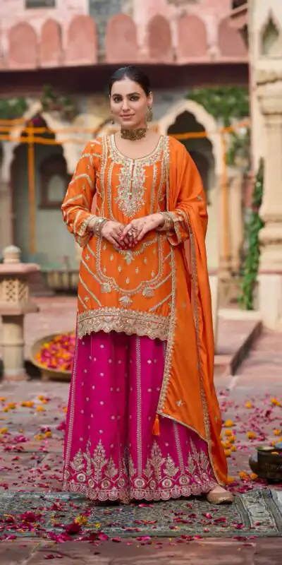 RTC 5969 Orange Chinon silk Salwar Suit Perfect for Wedding, Party, Family Gatherings, Karwa Chauth, Bridal Wear – . Available at ₹2149 only. Deliver | Jump Suits, Straight Suits, Casual Suits, Creative suits, Designer Suits, Palazzo Suits, Party Wear Suits, Patiala Suits, Salwar suit