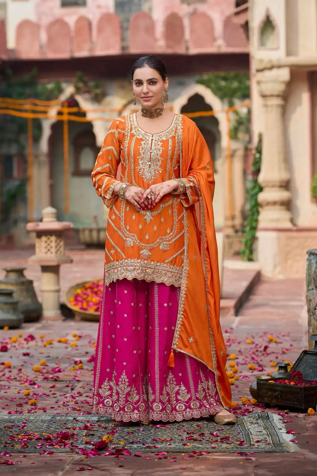 RTC 5969 Orange Chinon silk Salwar Suit Perfect for Wedding, Party, Family Gatherings, Karwa Chauth, Bridal Wear – . Available at ₹2149 only. Deliver | Jump Suits, Straight Suits, Casual Suits, Creative suits, Designer Suits, Palazzo Suits, Party Wear Suits, Patiala Suits, Salwar suit