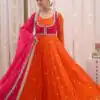 KD 1518 Orange Faux Georgette Salwar Suit Perfect for Wedding, Party, Raksha Bandhan, Housewarming, Bridal Wear – . Available at ₹2099 only. Delivery | Jump Suits, Straight Suits, Casual Suits, Creative suits, Designer Suits, Palazzo Suits, Party Wear Suits, Patiala Suits, Salwar suit